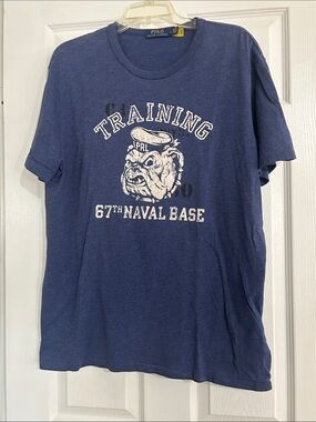 Polo Ralph Lauren Naval Base Bulldog Graphic Tee Blue